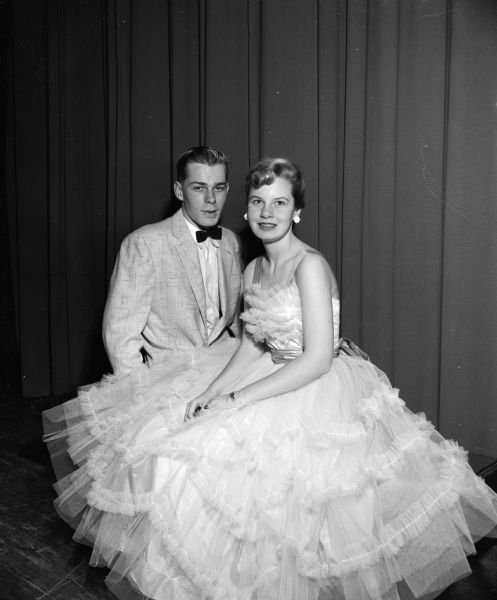 Portrait of Cletus Minter and Diane Barber, king and queen of Edgewood High School's Senior ball.