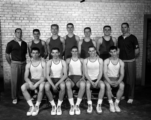 Group portrait of the West Allis-Hale High school basketball team.