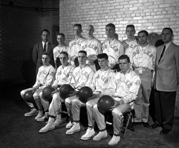 Group portrait of the Kohler "Blue Bombers" basketball team.