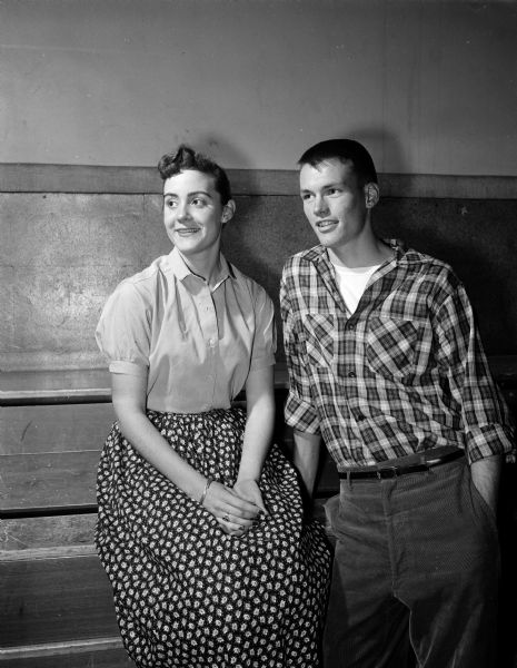 Portrait of Madison West High School students Beth Ann Asprey and Ronald Duhr, the reigning queen and king for the school's annual May dance.