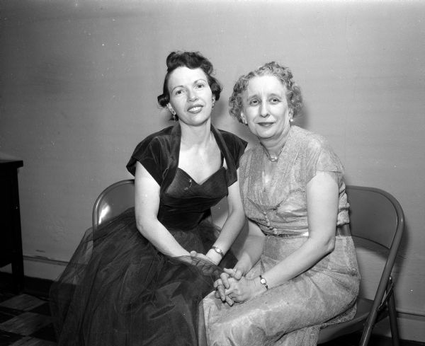 Gara Sullivan, Mooseheart alumni committee chair and Elizabeth A. Fulda, publicity committee chair for Women of the Moose photographed at the award night ceremony.