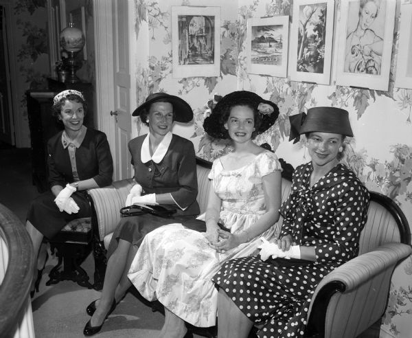 Guests at the organizational tea of the Woman's Committee of the Madison Civic Association included, from left: Lois Mayer, Rosalie Mayer, Sarah Jamieson, Bonnie Ferris.
