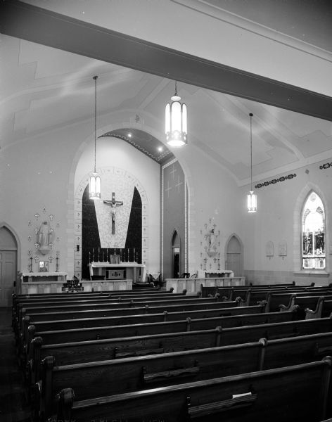 Interior view of St. Mary Magdaline Catholic Church, Johnson Creek, decorated by Clemens Rath.