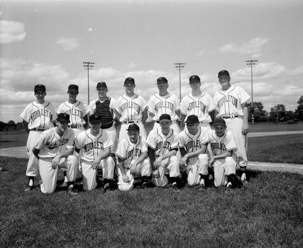 Group portrait of the Middleton High School baseball team.