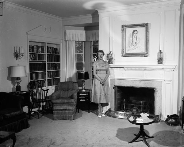 Mrs. Leslie (Jean) Antonius of 325 Lakewood Boulevard is in the living room of her traditional home, one of ten on the Attic Angel third annual benefit House and Garden Tour.