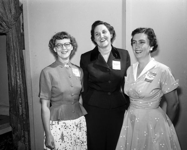 Theta Sigma Phi alumnae, all from St. Louis, Missouri, include, from left: Vera Smith, national scholarships committee for Theta Sigma Phi; Mary Kimbrough, president of the St. Louis alumnae chapter; and Eleanor Wrigert. Theta Sigma Phi is a sorority for women in journalism.
