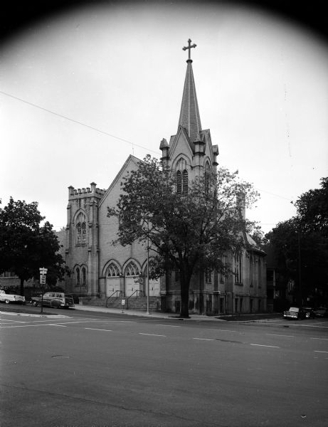 Exterior view of St John's Lutheran Church on East Washington Avenue as it celebrates its Centennial. The present building celebrates a Golden Anniversary.