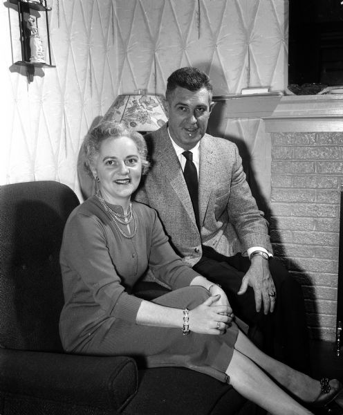 Portrait of Art and Alta Lentz of 2210 Hollister Avenue. Art was former sports news director at the University of Wisconsin and he is now director of public relations for the United States Olympic Association.