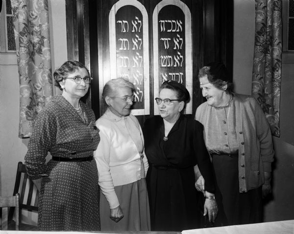 Mollie Sweet, Cecile Schein, Fannie Borsuk and Esther Sweet were the workers for the monthly afternoon party put on by the Council of Jewish Women at the Congregation Adas Jeshurun.
