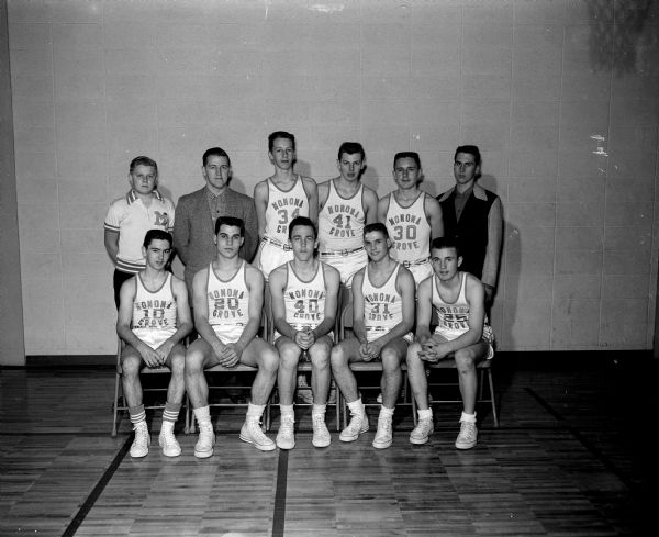 Group portrait of the Monona Grove High School sophomore basketball team.