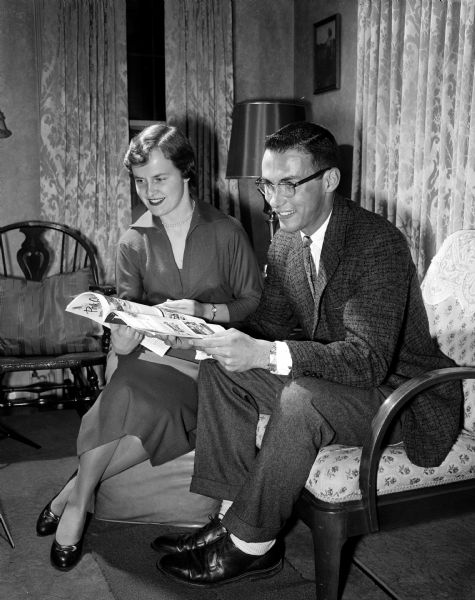 Patricia Gibson and William Marshall planning their wedding trip.
