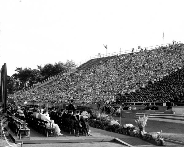 University of Wisconsin graduation ceremonies taking place at Camp Randall Stadium.