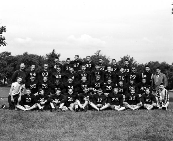 Group portrait of the Edgewood High School football team.