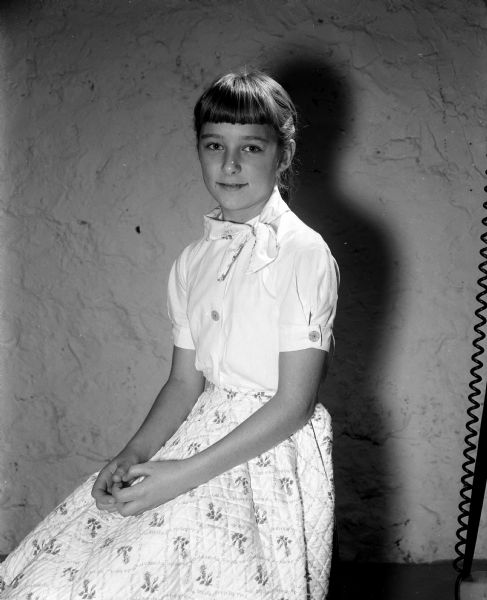 Portrait of Randall Elementary School student Nancy Alberty who participated in a Thanksgiving art project.