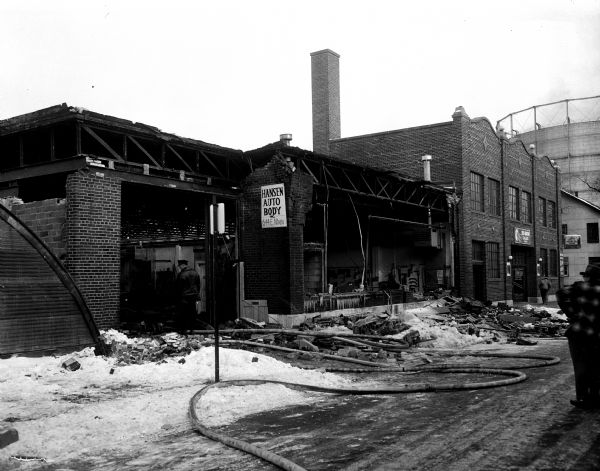 Fire 600 Block of East Main | Photograph | Wisconsin Historical Society