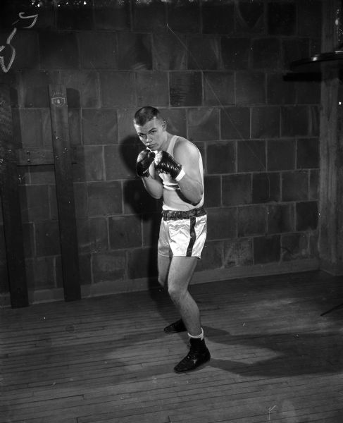 Portrait of Al Schmolze, University of Wisconsin boxer.