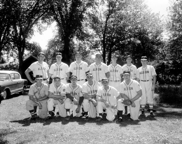 Group portrait of an Albion baseball team in uniform.