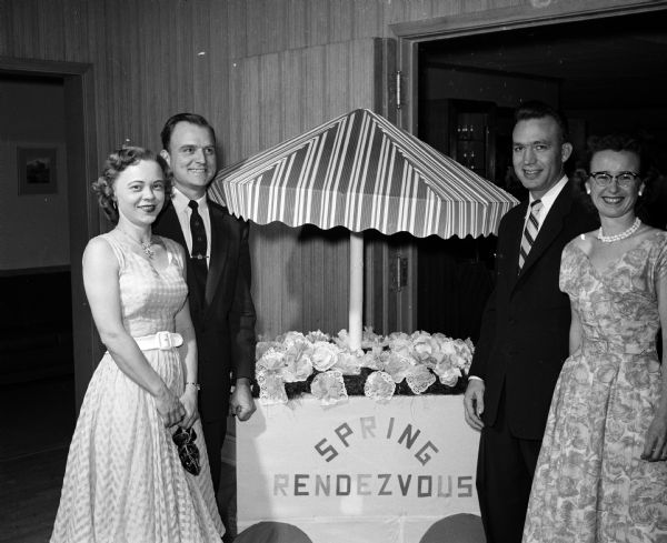 The annual spring dance of the junior division of the University League was held at Blackhawk Country Club. Shown are Mr. and Mrs. Theodore Brevik and Barbara and Jack Miller.