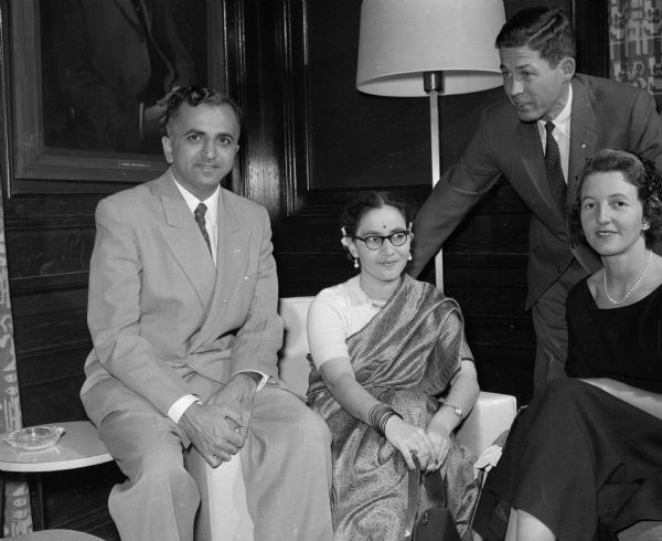 Rotary Club's International Night attendees include (left to right): G. S. Krishna Raju, Bhagi Sipahimalani, Rotary President Donald Stroud, and Betty Stroud.
