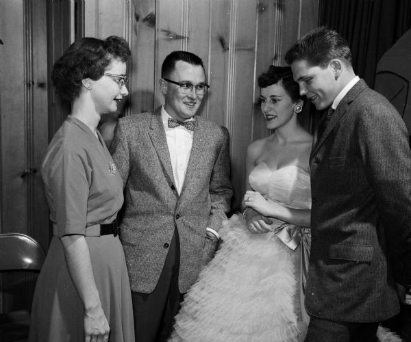 Lida Gadager (left), Dale Bongey, Judith Harrison, and John Harrison attend the South Shore Methodist Church Young Adults Club Dance.