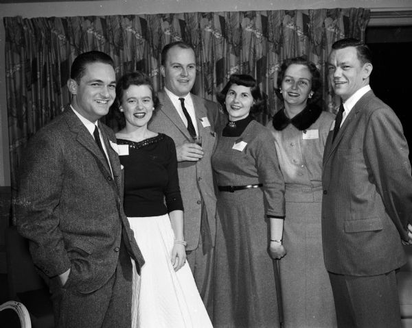 Three couples attending the Chameleon Dancing Club party at the Blackhawk Country Club include, from left to right: Robert A. and Helen Cooper, Milo and Georgia Flaten, Shelia and James Reul.