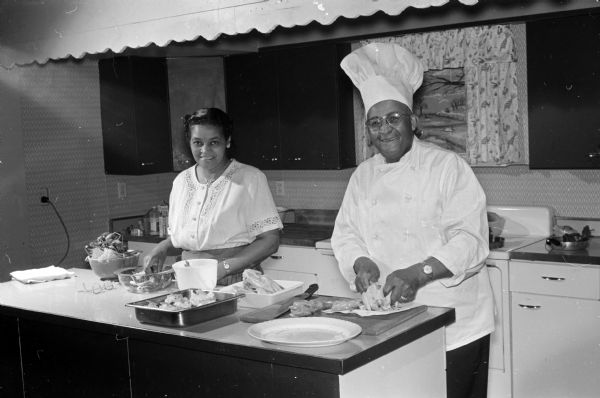 Madison television programs are hosted by Madison women and cover topics like cooking, arts, fashion and crafts. A husband and wife team, Bea and Carson Gulley, conduct "What's Cooking?" on Thursdays on WMTV. Here they prepare rock Cornish game hens with stuffed potatoes.