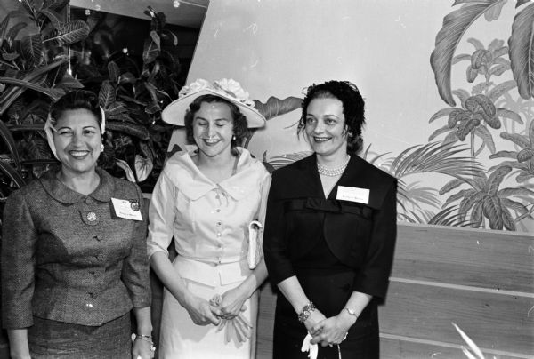 Many social events were planned for the wives who accompanied their husbands to a meeting at the Forest Products Research Society. Among the guests were Mrs. Ralph H. Bescher, wife of last year's president of the Society; Geraldine Nestingen, wife of Madison's mayor and Fern Thompson, assistant chairman of the women's activities for the national meeting.