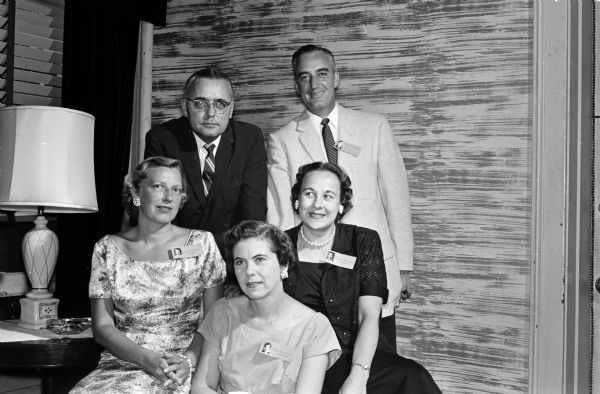 Attendees at Central High School's class of 1934 reunion include, seated from left: Doris (Johnson) Hilgers, Kathleen (Reily) Jollings, and Delores (Buchanan) Whitmore and (standing from left) Jim Hamacher and Maurice Connors.
