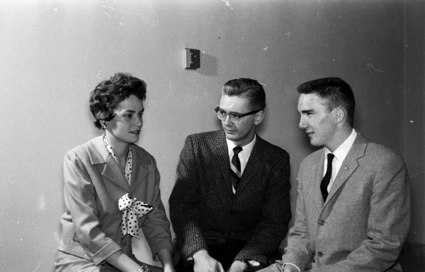 70 council members and advisers attend the 12th annual Madison Youth Council Banquet in the Wisconsin Center. Shown (left to right) are: Pat Jewson, Elliot Zimmerman, and Bob Whipple.
