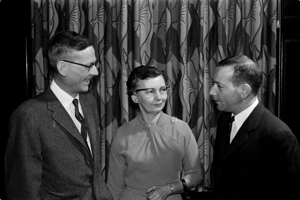 Attending the State Historical Society Founder's Day banquet are, left to right: Walter and Marie Steuber and Clement Silvestro, executive secretary of the Association of State and Local History.