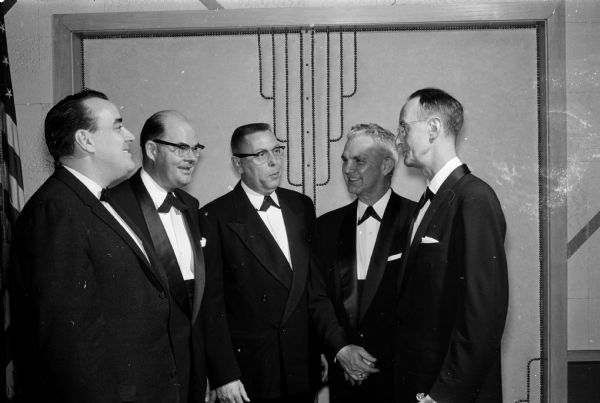 Past rulers are honored at the Madison Elks Lodge Past Exalted Rulers night. Shown before the ceremonies (left to right) are Dick Hubanks, Darwin Scoon, Thomas A. Webster, and Edward P. Ledwidge.