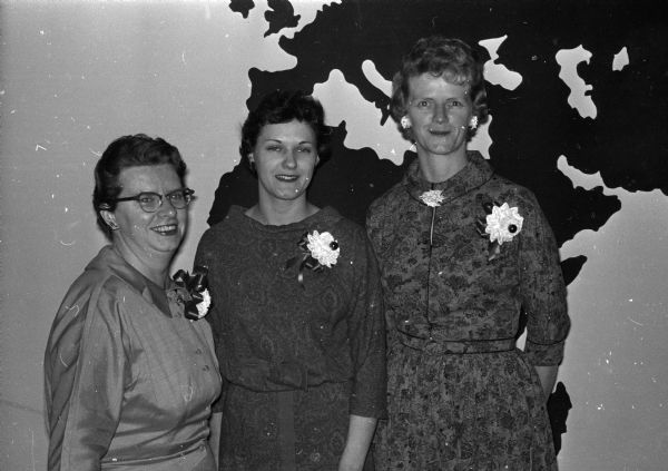 Among those attending the Dane County Medical Assistants Party are Patricia Trunck, recording secretary; Patricia Brink, retiring treasurer; and Gladys Erickson, treasurer.