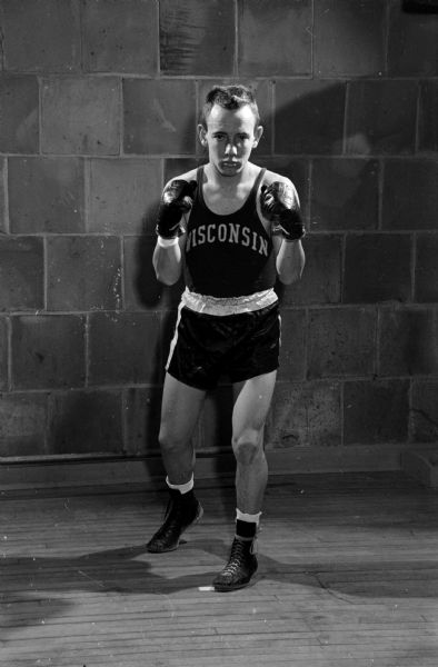 University of Wisconsin boxer Gonzalo Bello, Venezuela, boxes at 126 pounds.