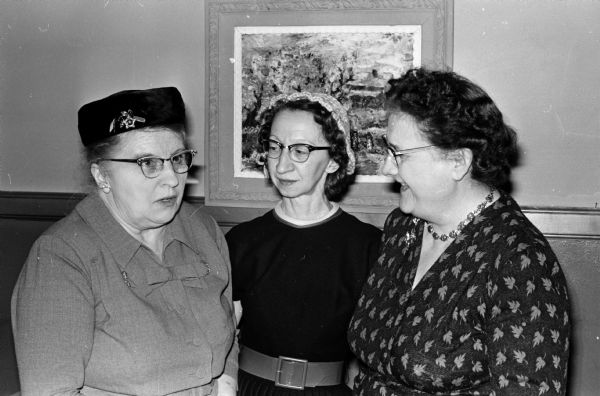 The Madison Cooperators of Opus Dei held their third annual Fun-o-Rama event at the Catholic Community Center. Shown (left to right) are: Mrs. H.W. Leonard, bridge party chairman; Miss Cecilia Hopkins, notification chairman; and Miss Clara Brabant, publicity chairman.
