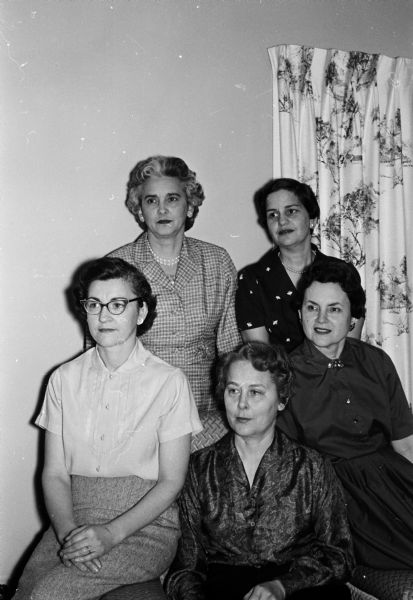 Five members of the planning committee for the Daughters of Demeter annual spring luncheon are seated from left to right: Mrs. Glenn Barquest; Mrs. George Dehnert, chairman; and  Mrs. Vilas Matthias. Standing are Lillian Weavers and Marie Cherms.