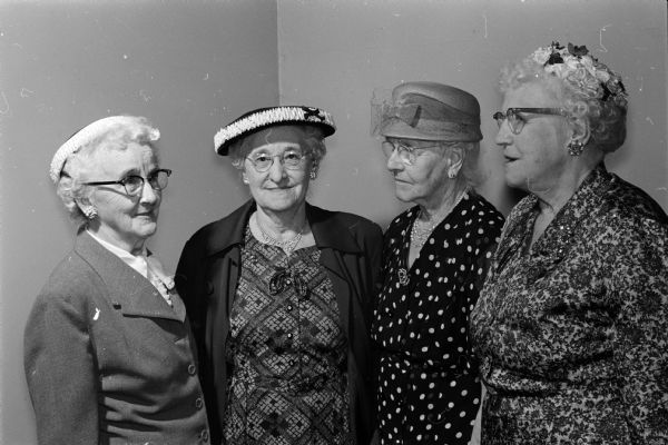 Four members of the Three Links Cub are pictured at the annual luncheon. Left to right are Winifred Moe, Mary Koepke, Alma Speckner and Millie Trenary.