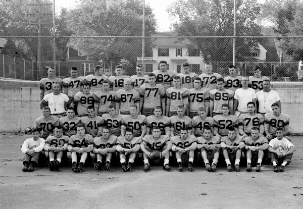 Team portrait of the Madison West High School football team.