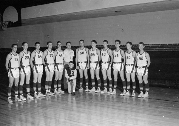 Group portrait of Edgewood High School basketball team.