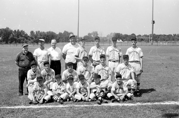 Group portrait of Baraboo's Babe Ruth Baseball Team.