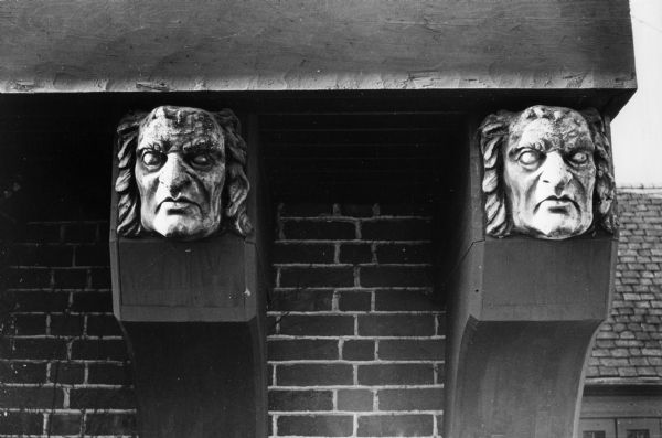 Two gargoyles, imported from England, peer from beneath the roof of Leo Crowley's house at 1110 Edgewood Avenue. Architect James Law installed the stone carvings.