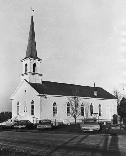 Exterior view of the First Lutheran Kirch on Old Sauk Road, which was used by the Bethel Baptist congregation after 100 years as a Lutheran church.