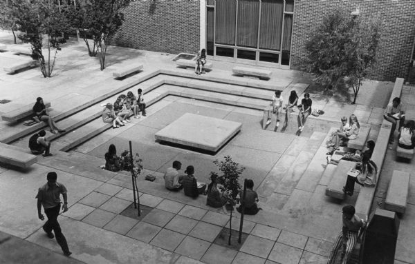 Receded recreational patio at West High School.