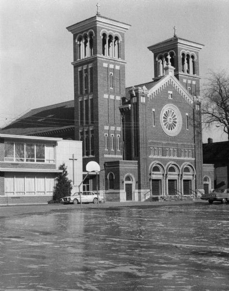 Exterior view of St. James Catholic Church at 1128 St. James Court.