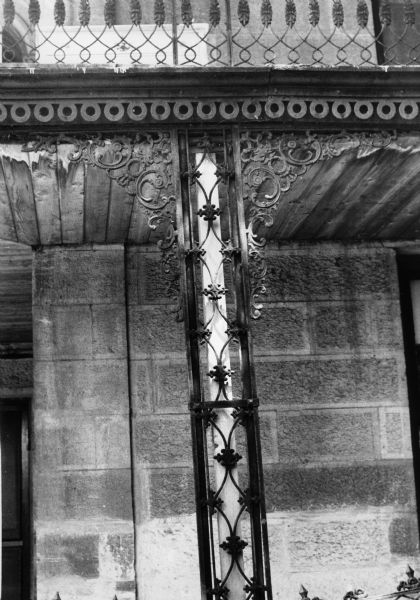 Delicate design in iron at the main entrance of the Pierce House at 424 North Pinckney Street.
