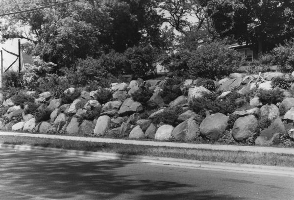 A rock terrace in the yard of a house at 5606 Old Middleton Road.