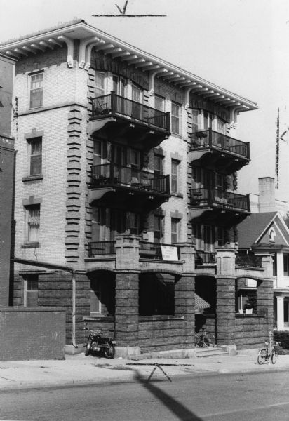 Exterior view of a Mediterranean-style building at 204 North Pinckney Street.