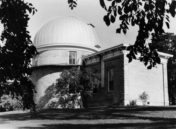 Exterior of Washburn Observatory, a gift to the University of Wisconsin-Madison from Cadwallader C. Washburn, on Observatory Hill overlooking Lake Mendota, off Observatory Drive. It was built in 1878 for $43,000 and boasted the nations' third largest refractor telescope.