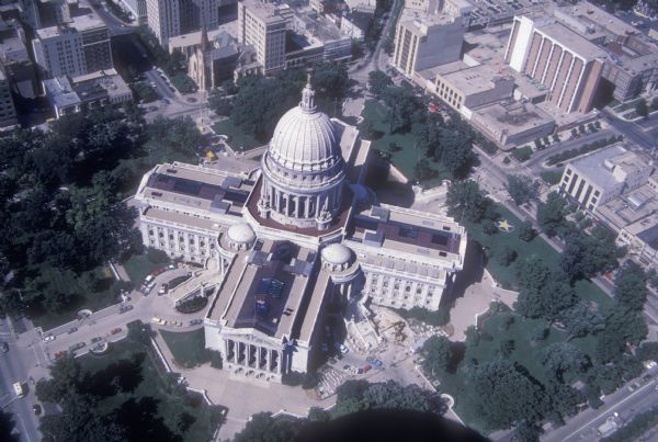 Aerial View of Wisconsin State Capitol.