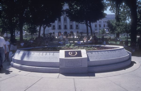 The Wisconsin Law Enforcement Memorial was placed on the Wisconsin State Capitol grounds in 1998. The memorial is inscribed with the names of Wisconsin law enforcement officers who lost their lives in the line of duty since statehood.