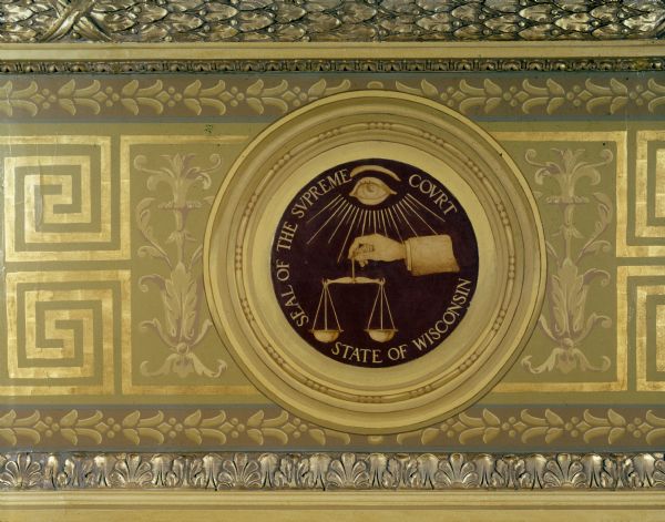 Detail of Seal of The Supreme Court in the Wisconsin State Capitol.